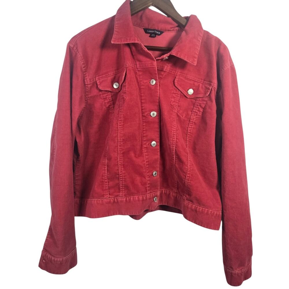 Lands' End Berry Red Corduroy Trucker Jac